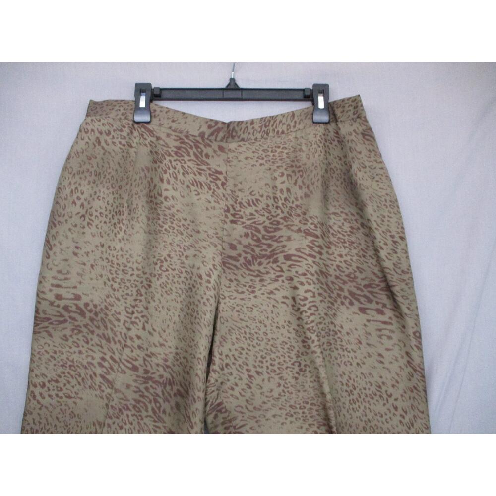 Beige Animal Print Silk Womens Loose fit Trousers Pants Size 16W - Picture 3 of 10